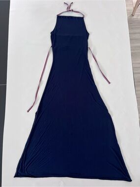 Tommy Hilfiger Halter Maxi Dress – Stretch Jersey – Navy Blue – XS